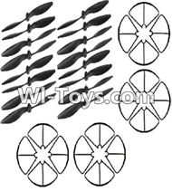 JJRC H11 H11C H11D Parts-10 Main rotor blades,Propellers(16pcs) & Outer protect frame(16pcs) For JJRC H11 H11C H11D Quadcopter Spare parts,RC drone Parts,2.4G UFO Parts